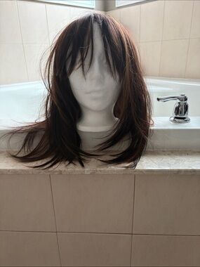 Brown Long Layered Wig with Bangs